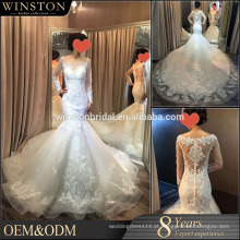 China fábrica OEM casamento vestido com sash azul branco veludo vestidos de noiva